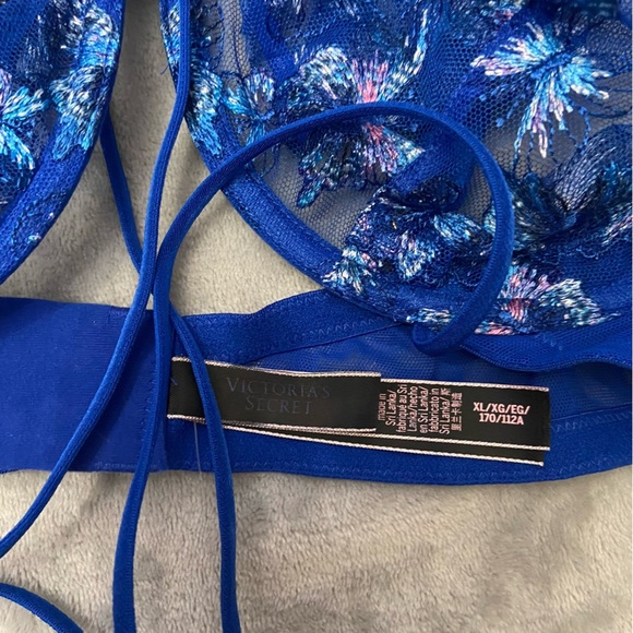 New! Victoria’s Secret Blue Butterfly Strappy Crotchless Bodysuit 4300 - Picture 6 of 8